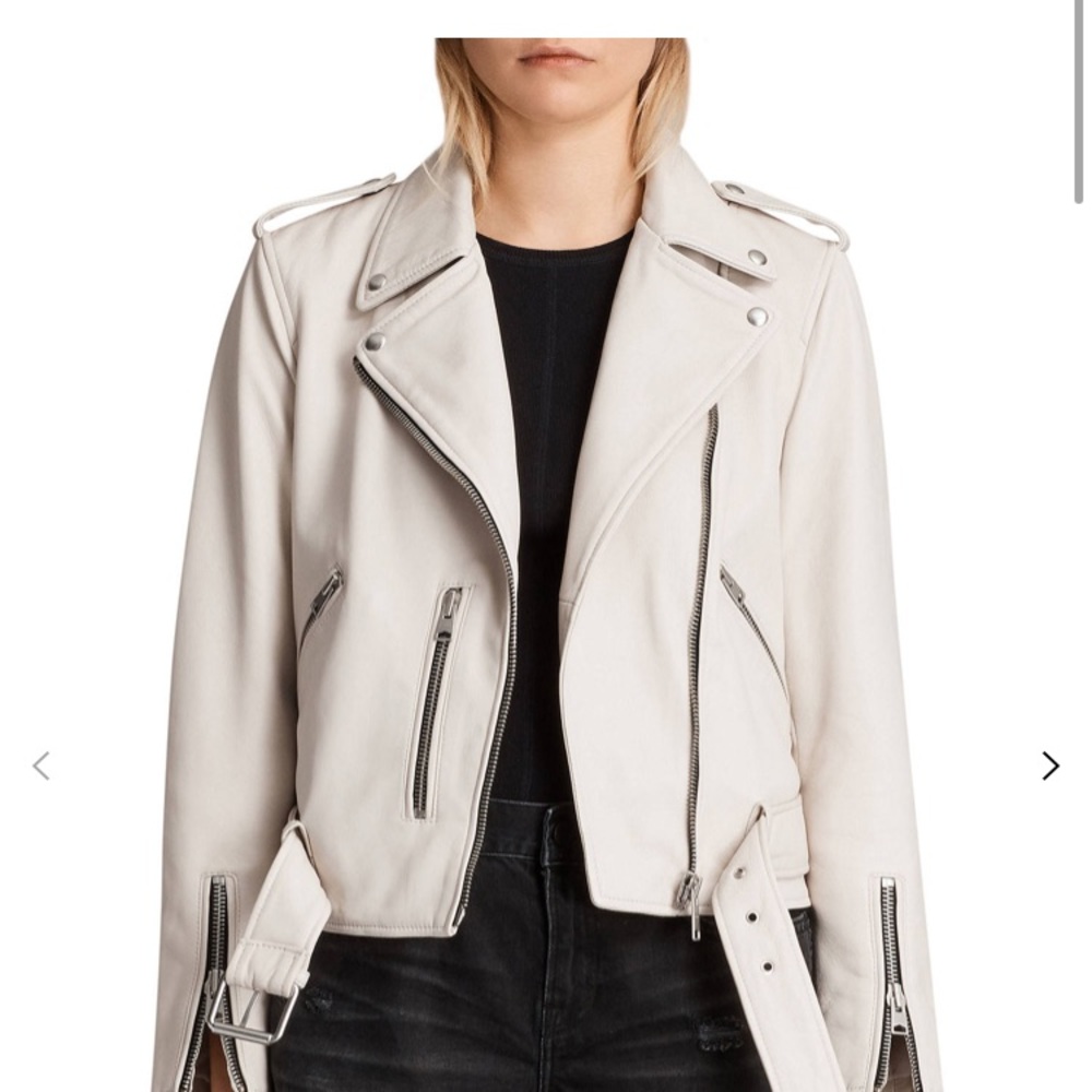 NWT Allsaints White Balfern Leather Jacket size 6